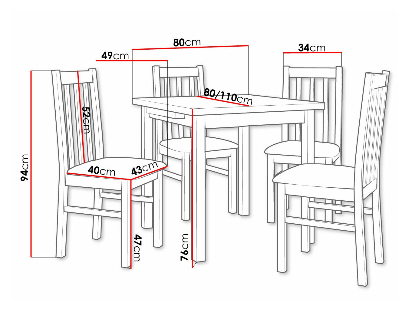Trpezarijski set Victorville 263 (Belo)