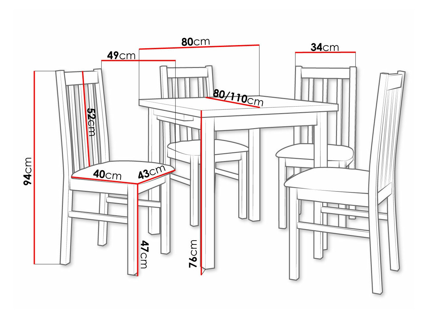 Trpezarijski set Victorville 263 (Orah)