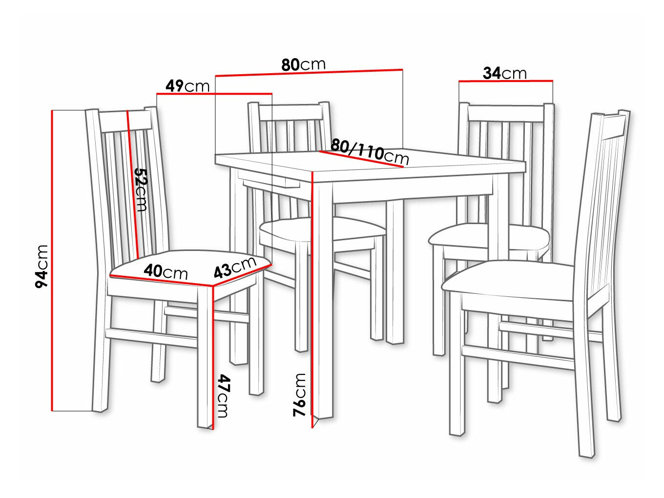 Trpezarijski set Victorville 263 (Orah)