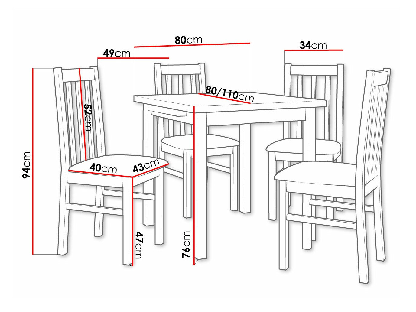 Trpezarijski set Victorville 263 (Orah)