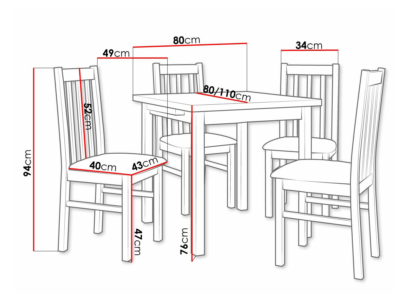 Trpezarijski set Victorville 263 (Sonoma hrast)