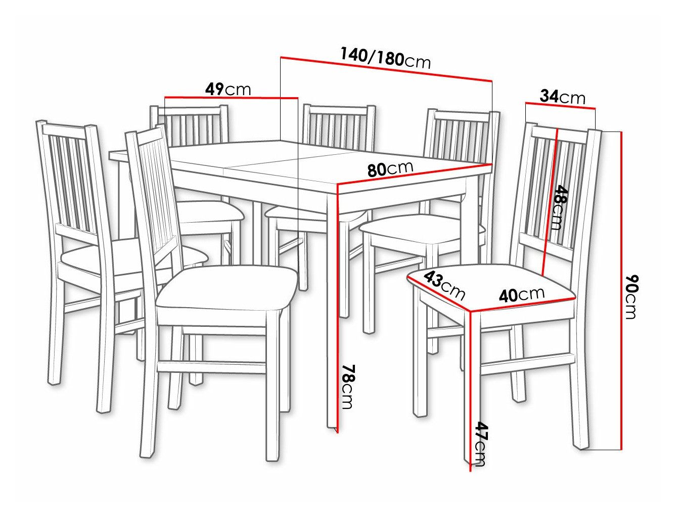 Trpezarijski set Victorville 264 (Belo)