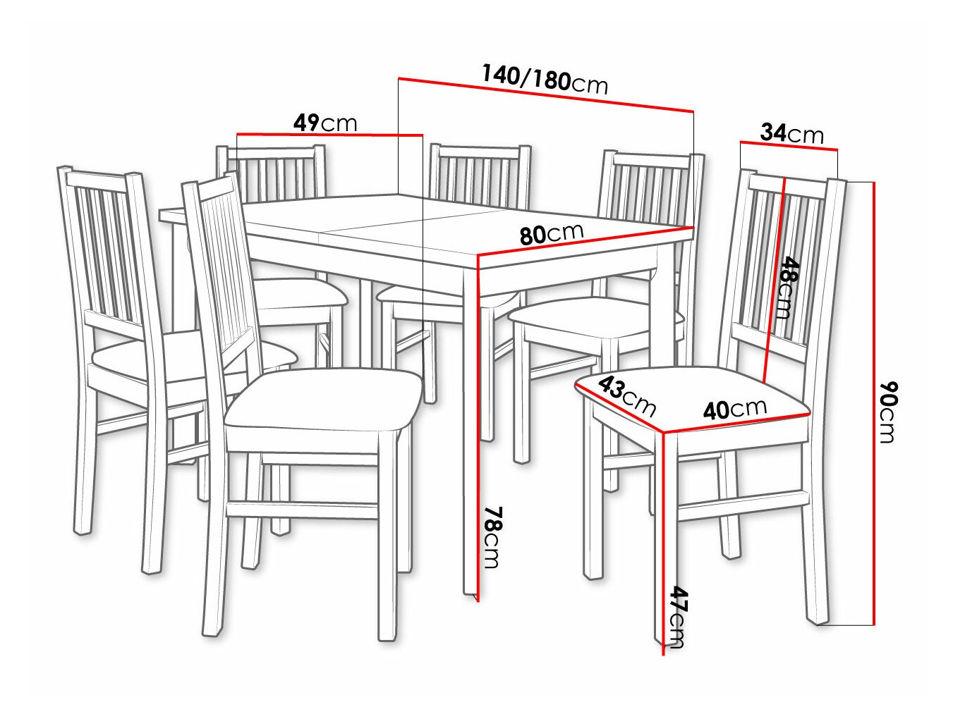 Trpezarijski set Victorville 264 (Belo)