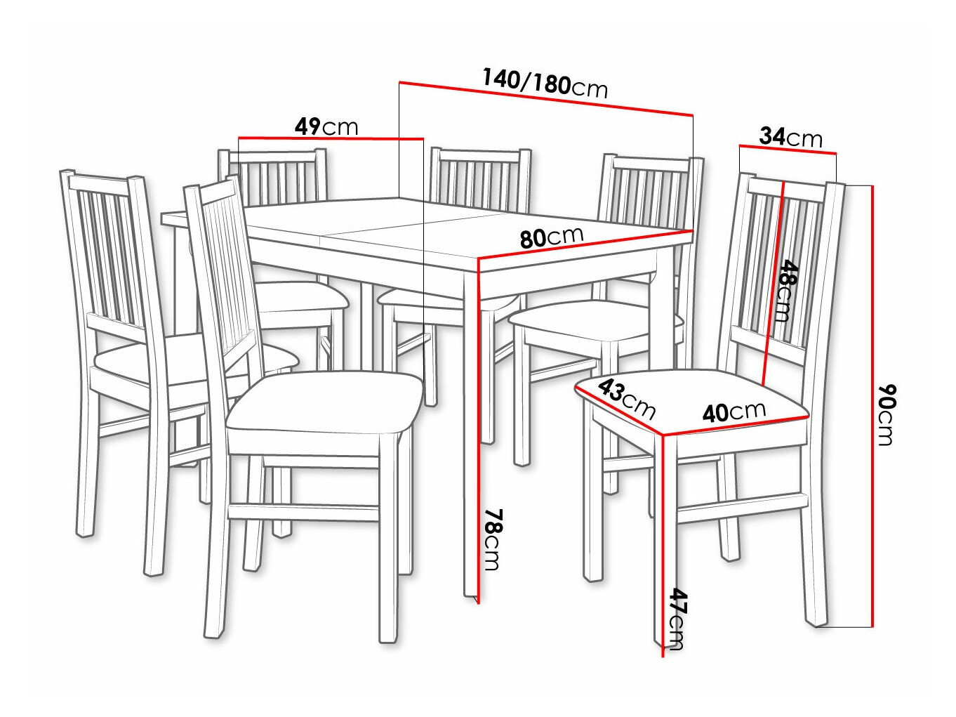 Trpezarijski set Victorville 264 (Orah)