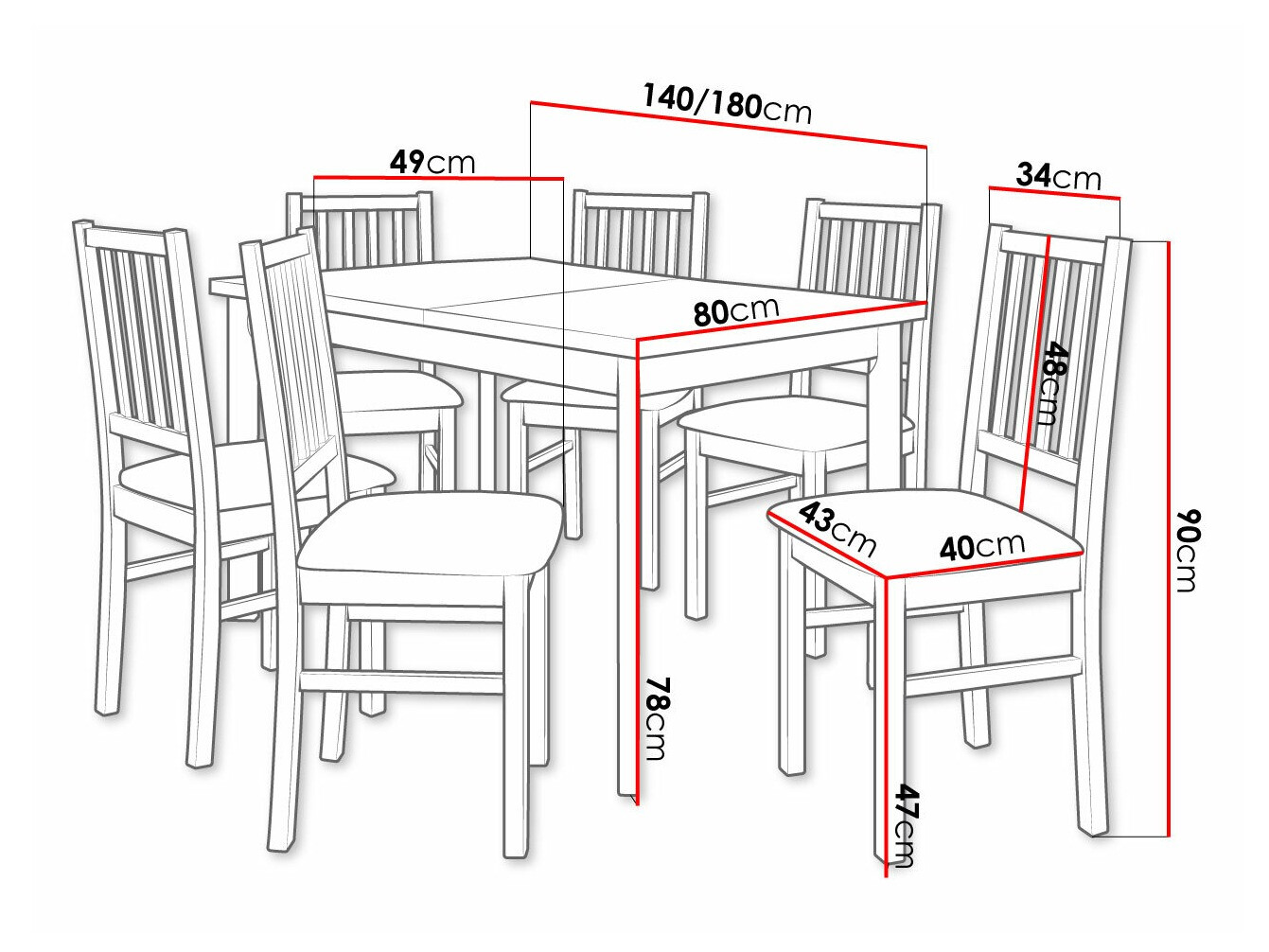 Trpezarijski set Victorville 264 (Orah)