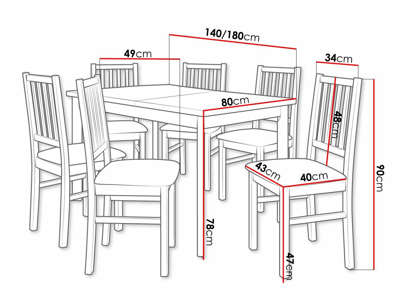 Trpezarijski set Victorville 264 (Orah)