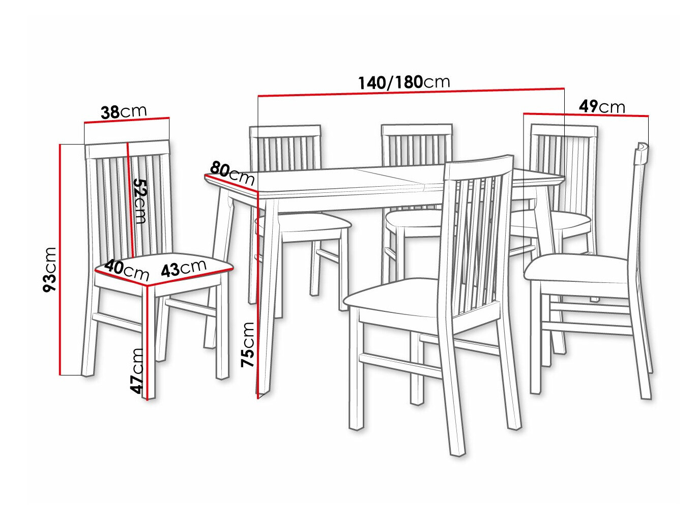 Trpezarijski set Victorville 267 (Belo)
