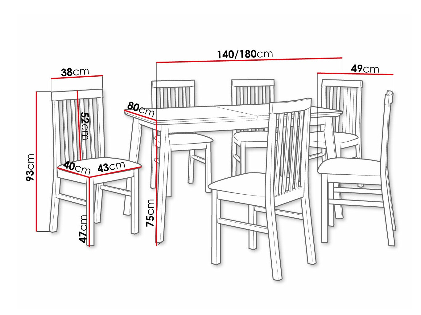 Trpezarijski set Victorville 267 (Belo)