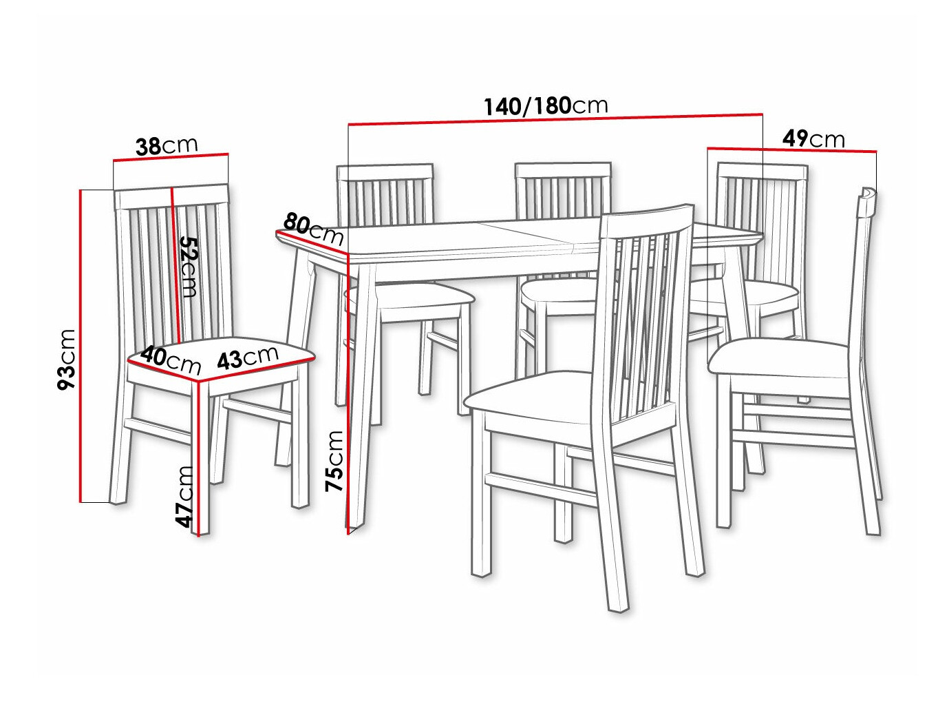 Trpezarijski set Victorville 267 (Belo)