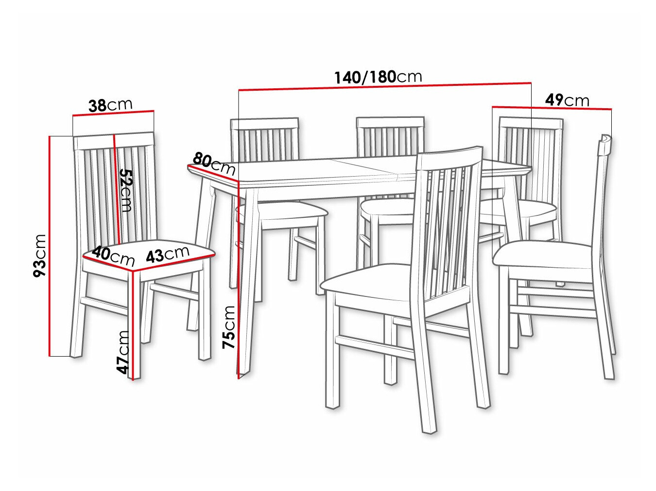 Trpezarijski set Victorville 267 (Belo)