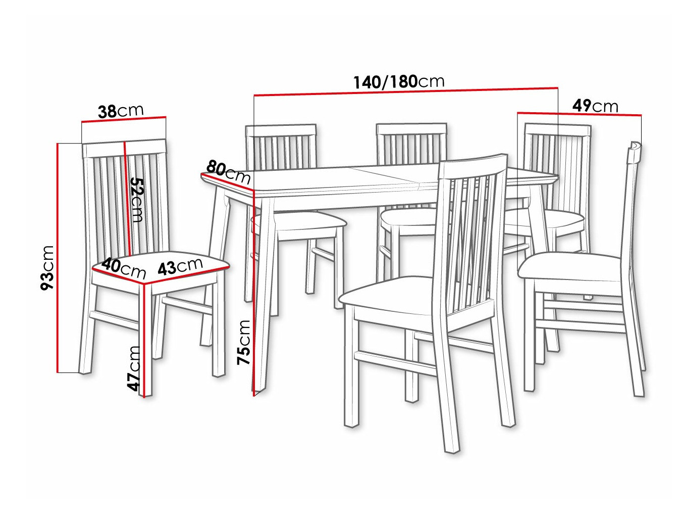 Trpezarijski set Victorville 267 (Belo)