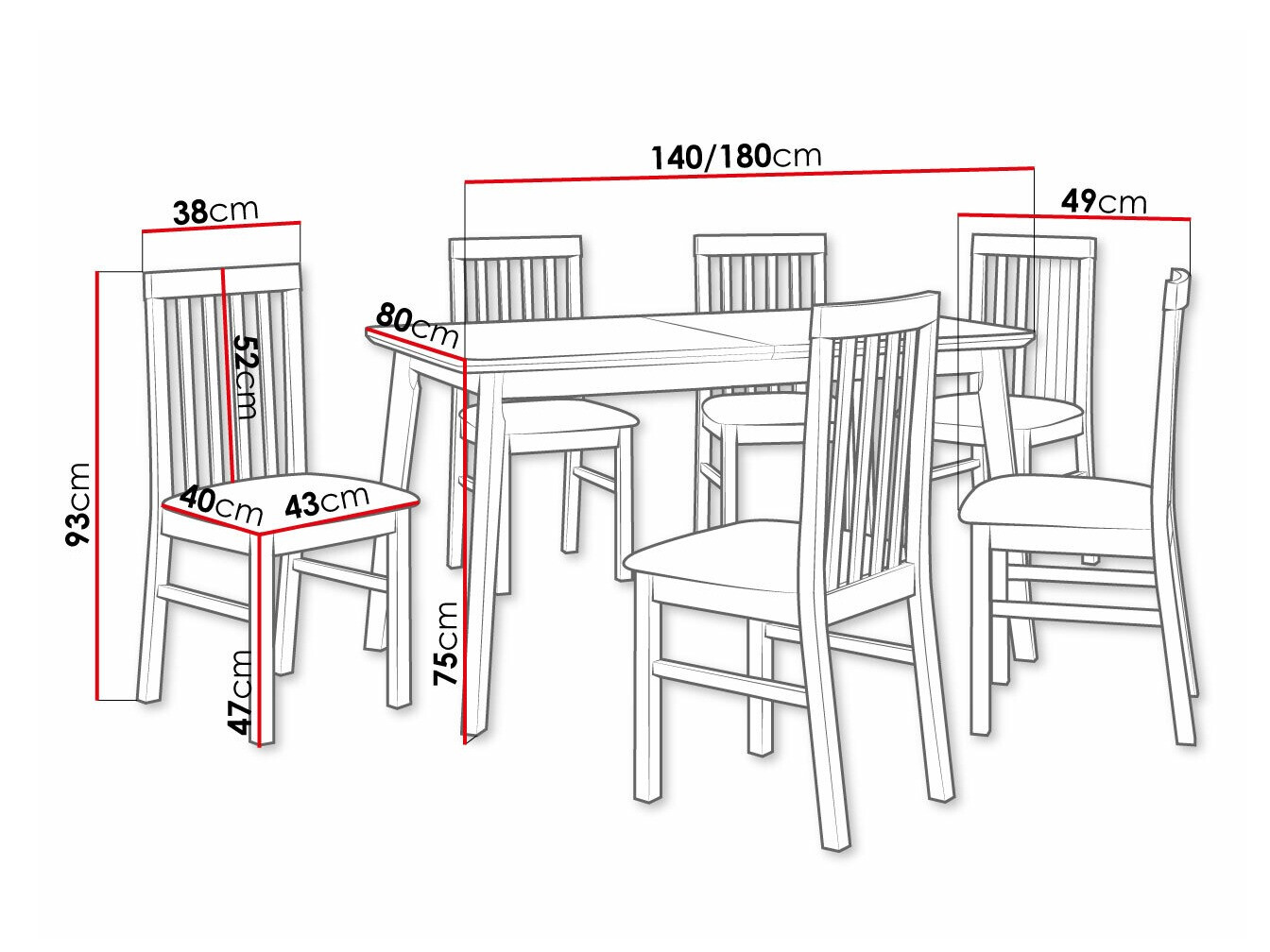Trpezarijski set Victorville 267 (Belo)