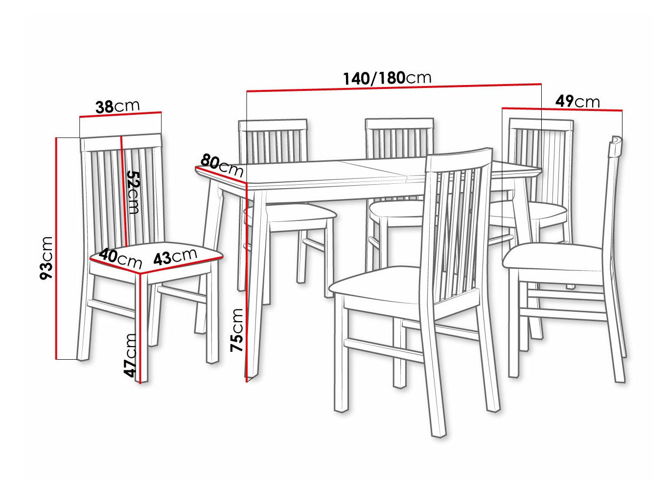 Trpezarijski set Victorville 267 (Belo)