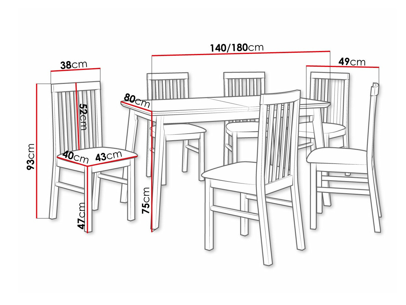 Trpezarijski set Victorville 267 (Crno)