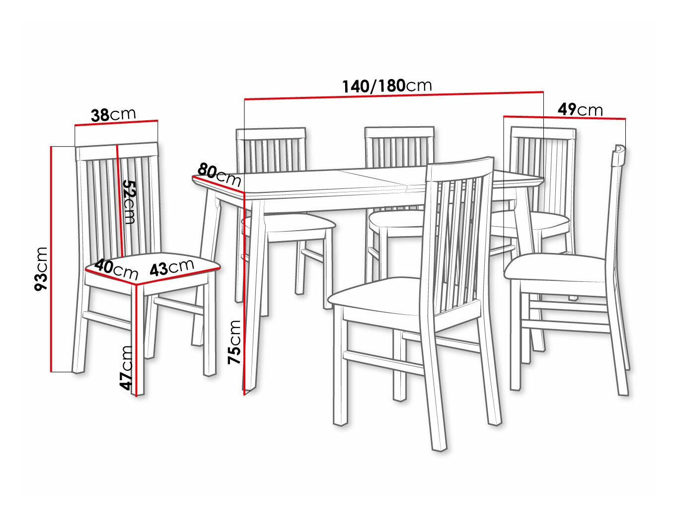 Trpezarijski set Victorville 267 (Crno)