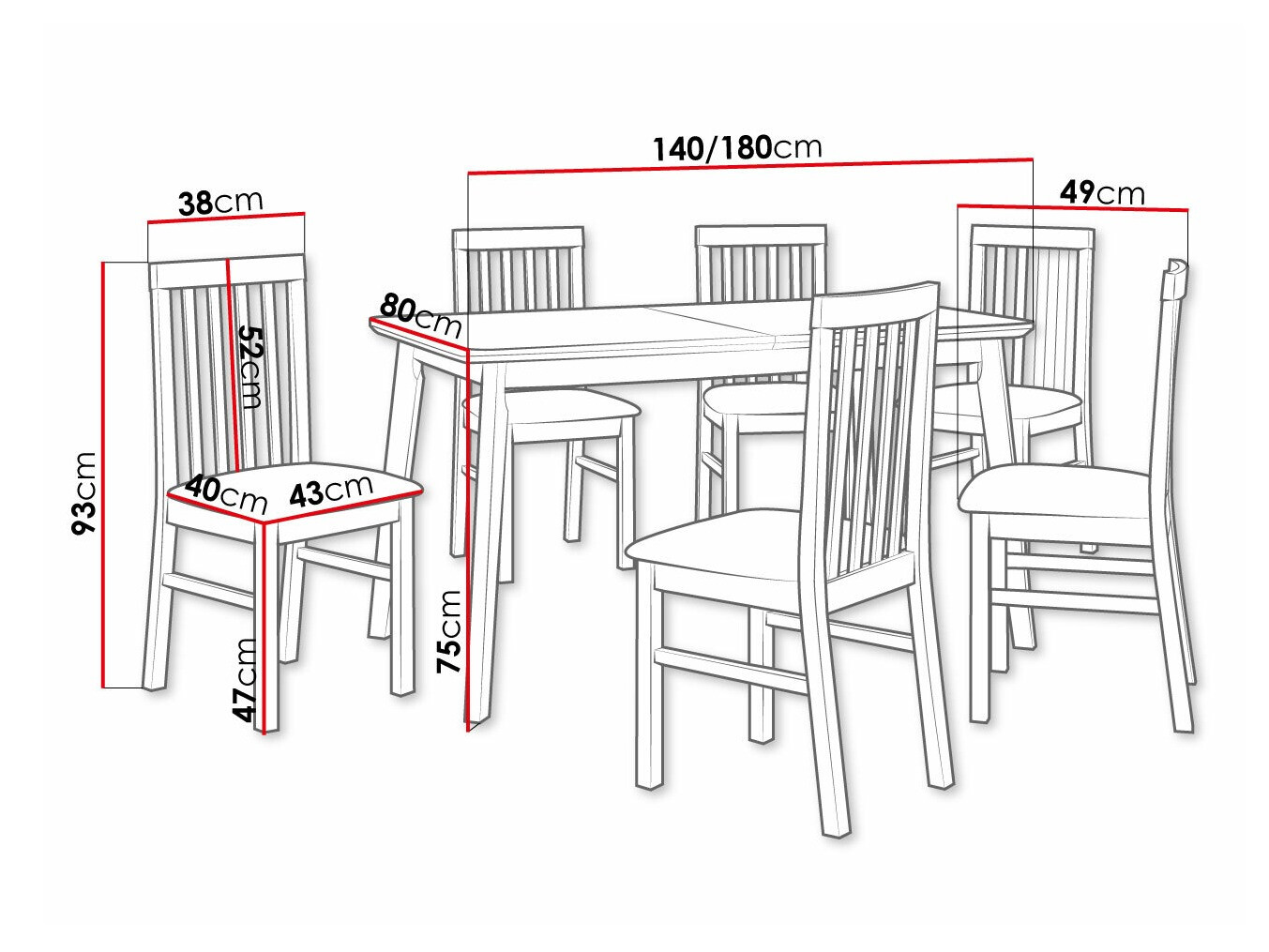 Trpezarijski set Victorville 267 (Crno)