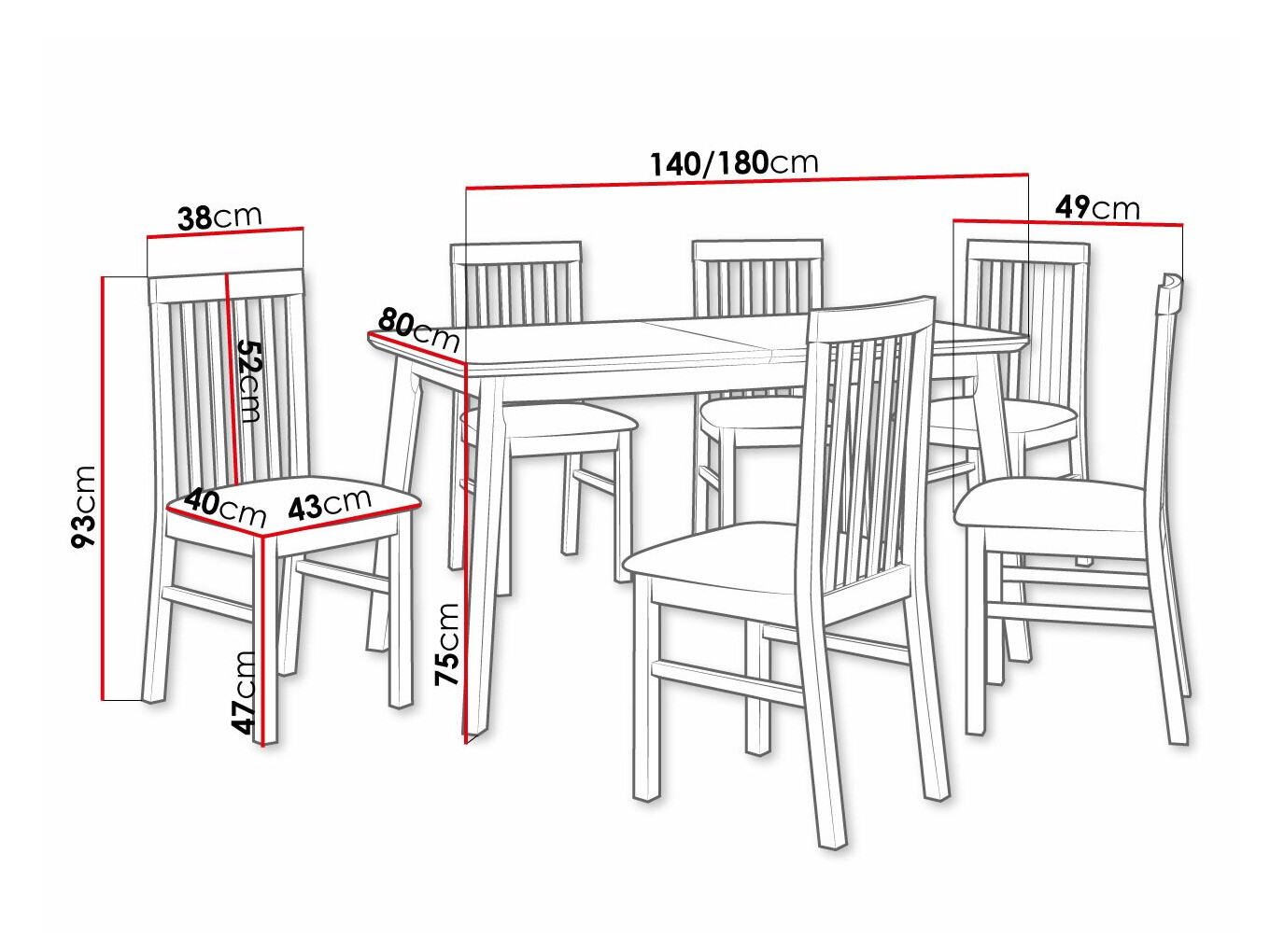 Trpezarijski set Victorville 267 (Crno)