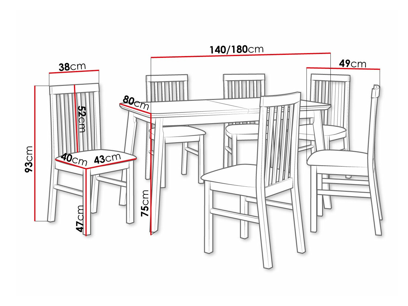 Trpezarijski set Victorville 267 (Crno)