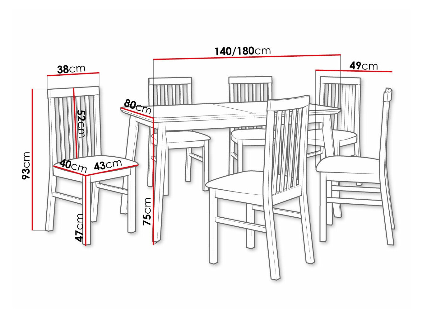Trpezarijski set Victorville 267 (Crno)