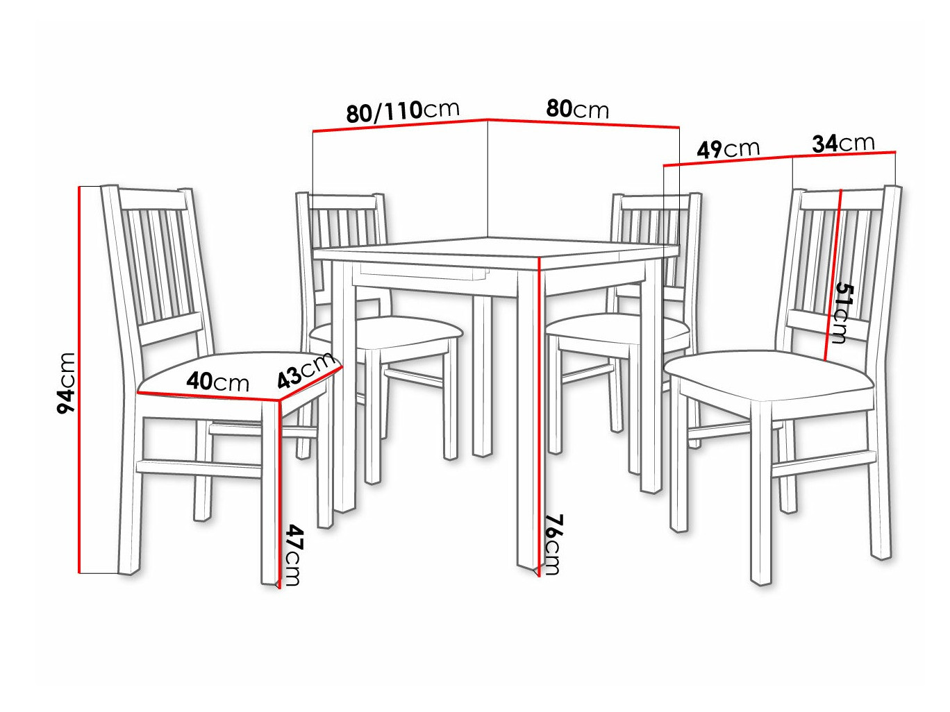 Trpezarijski set Victorville 275 (Belo)
