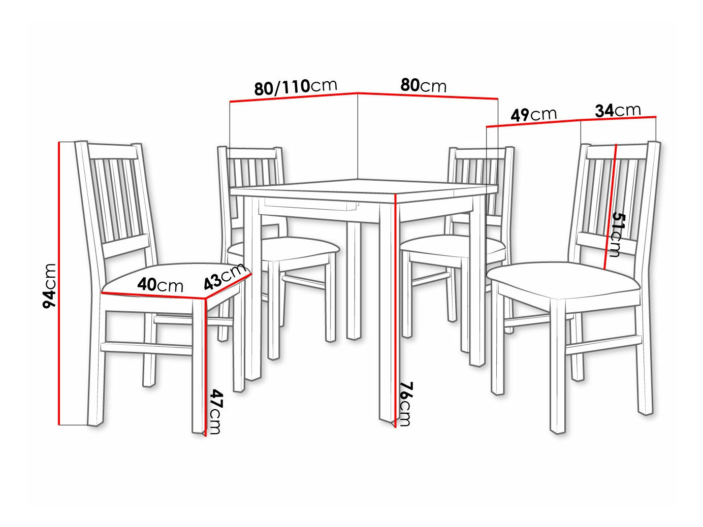 Trpezarijski set Victorville 275 (Belo)