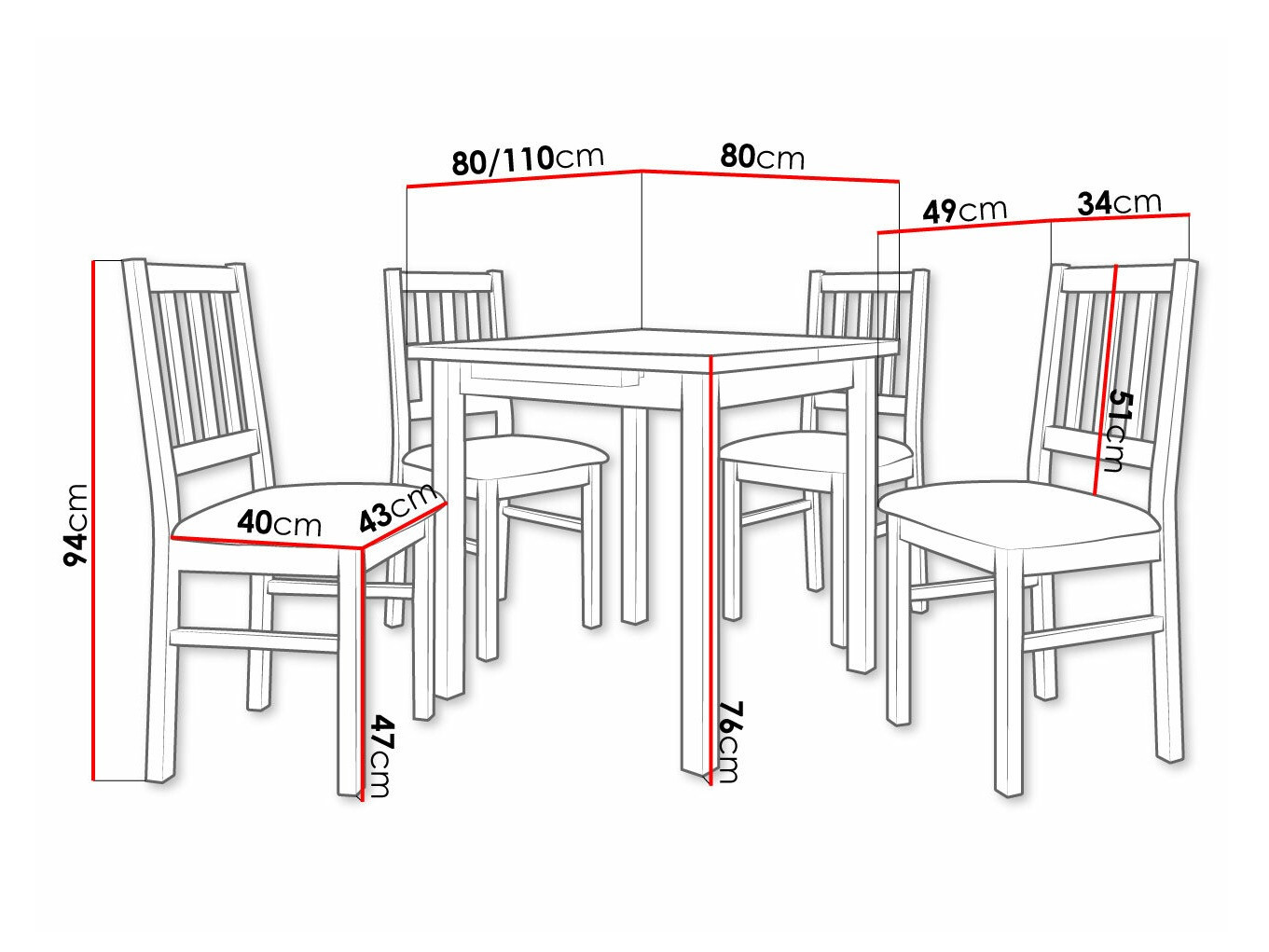 Trpezarijski set Victorville 275 (Orah)