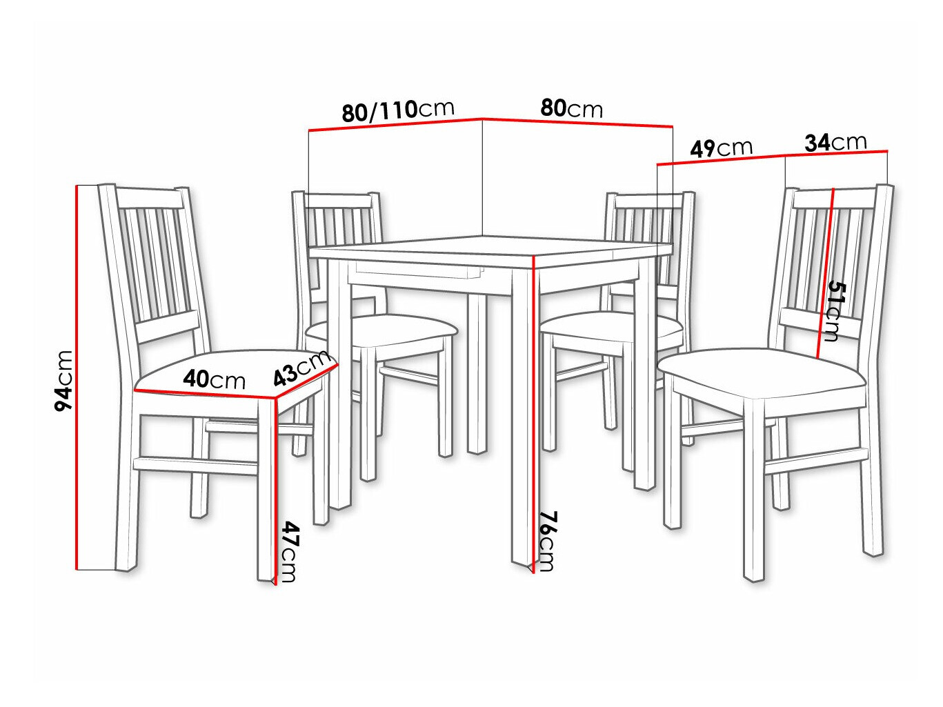 Trpezarijski set Victorville 275 (Orah)