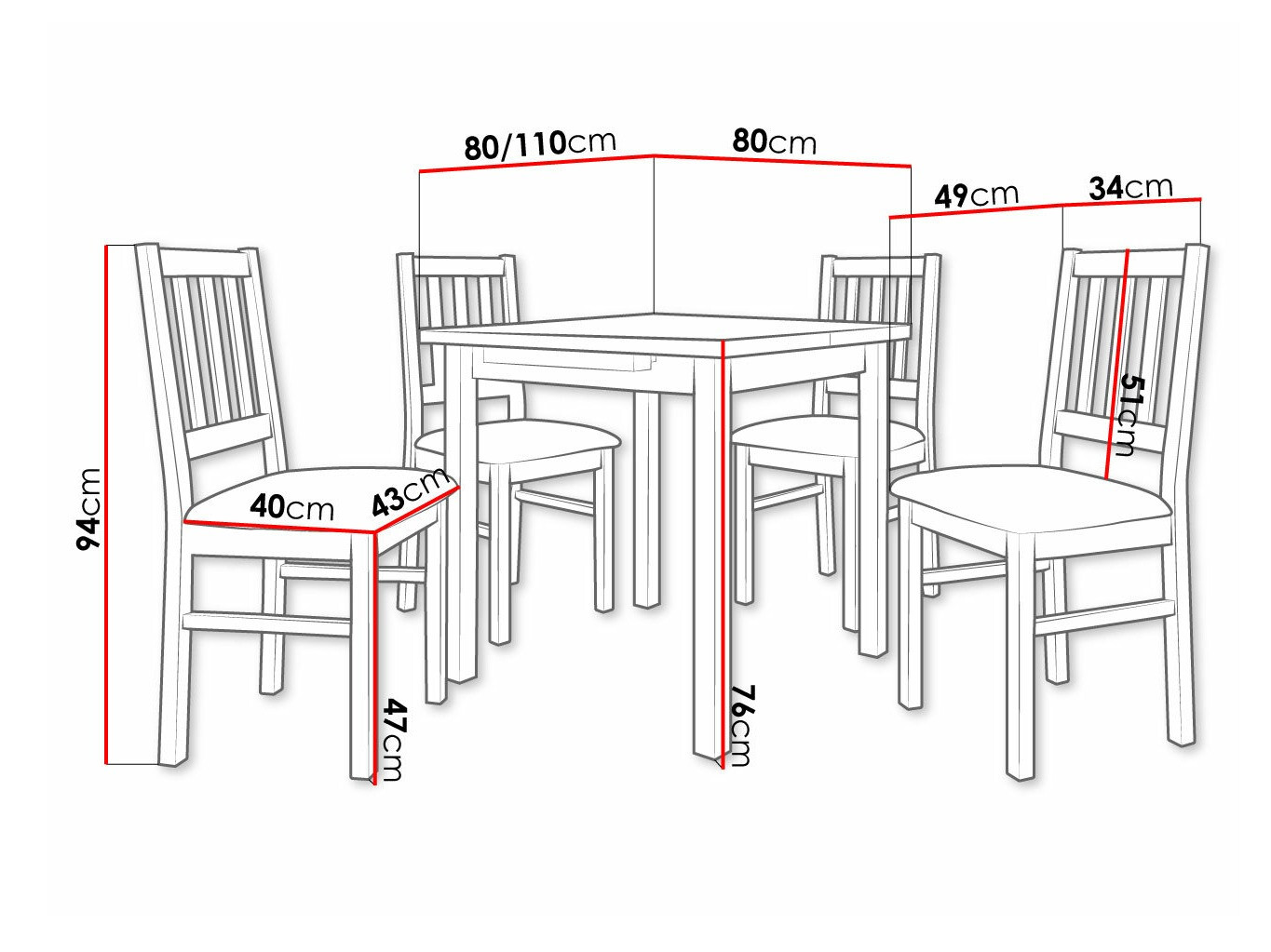 Trpezarijski set Victorville 275 (Orah)