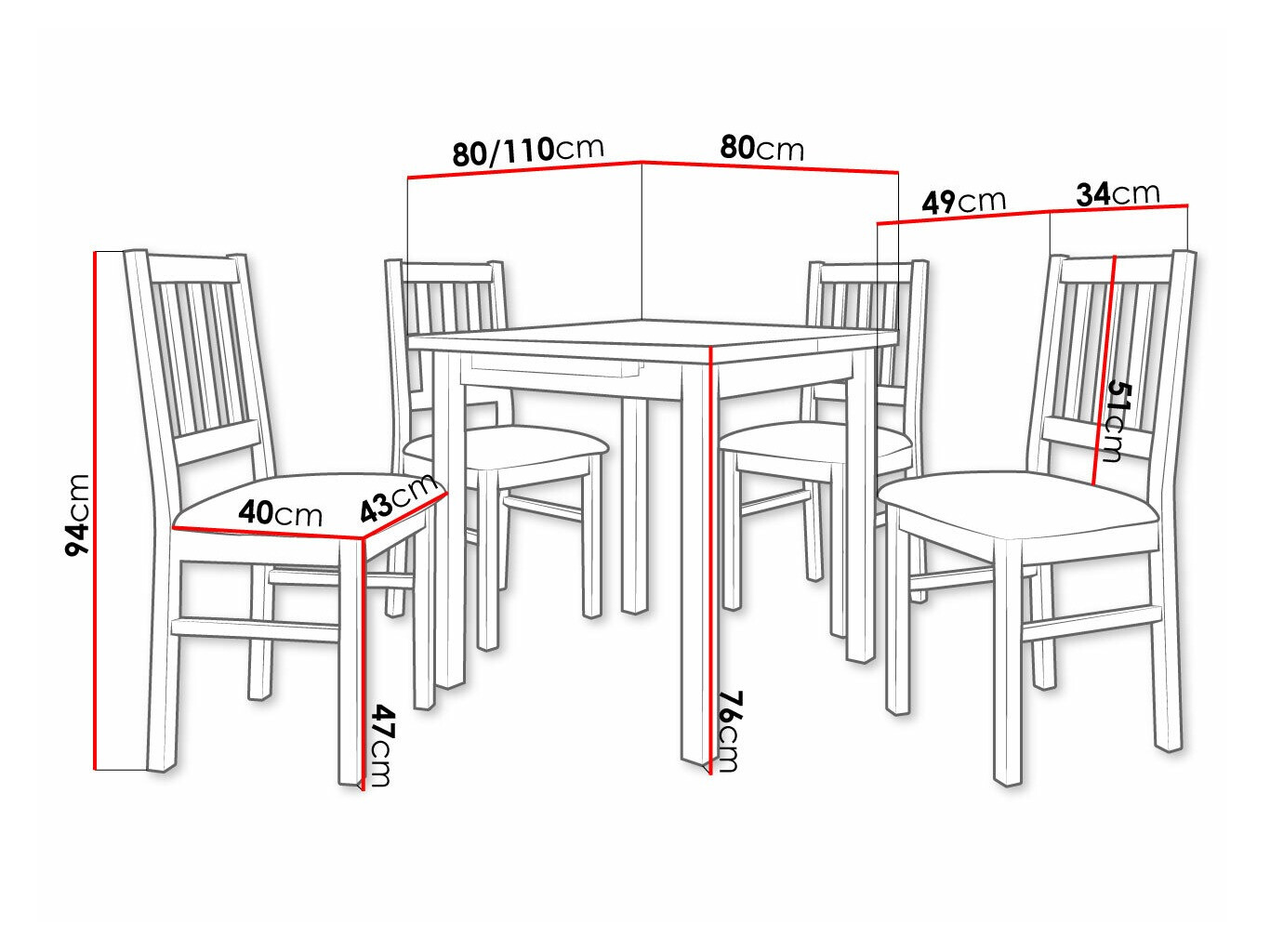 Trpezarijski set Victorville 275 (Sonoma hrast)