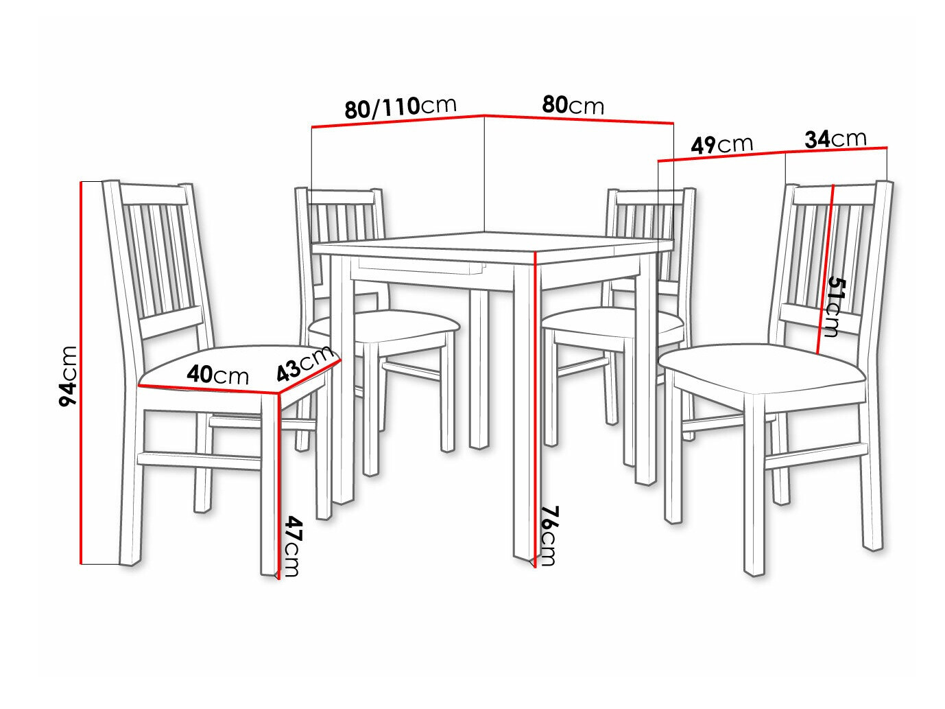 Trpezarijski set Victorville 275 (Sonoma hrast)
