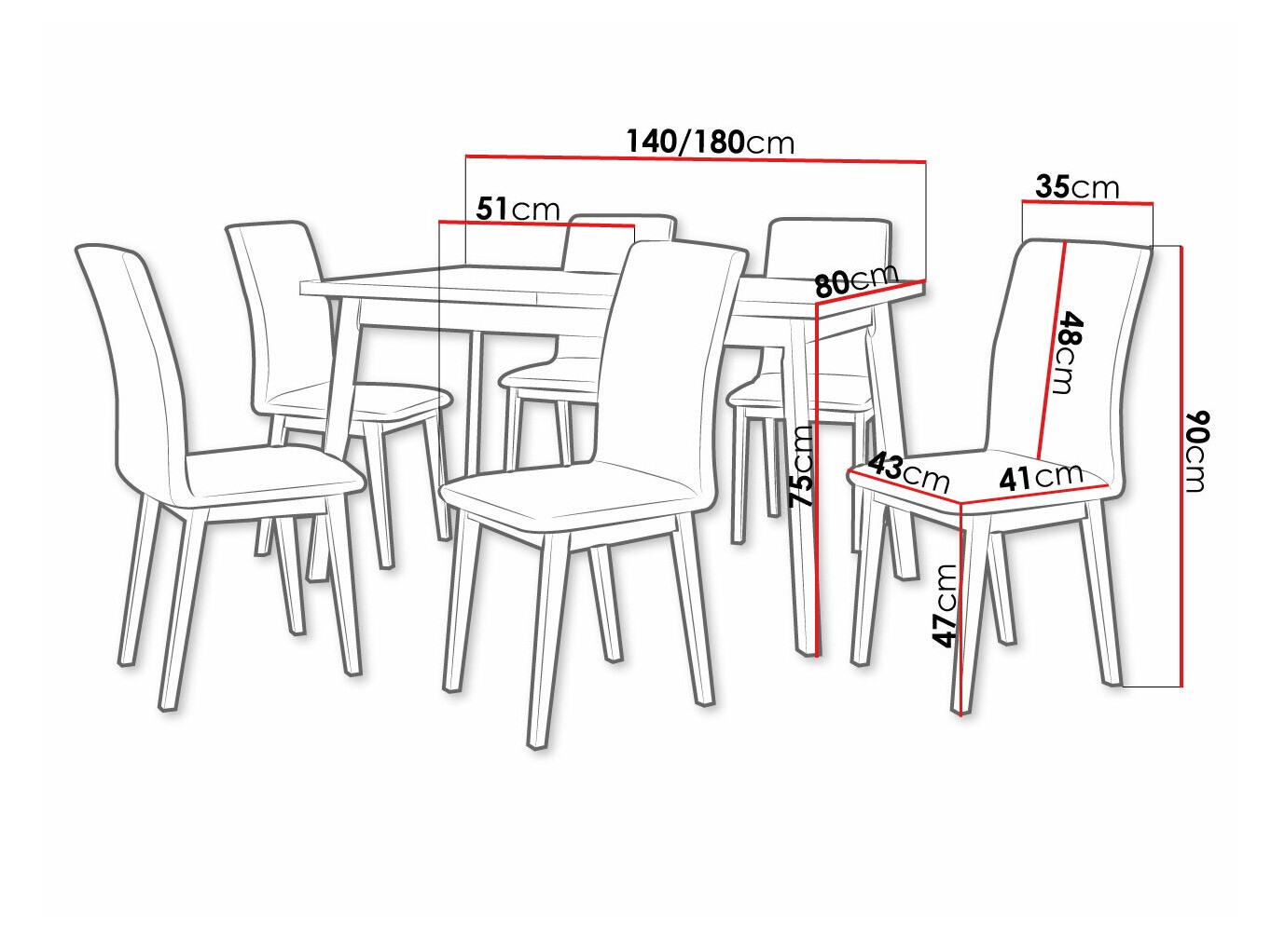 Trpezarijski set Victorville 288 (Unuk hrast + Crno)