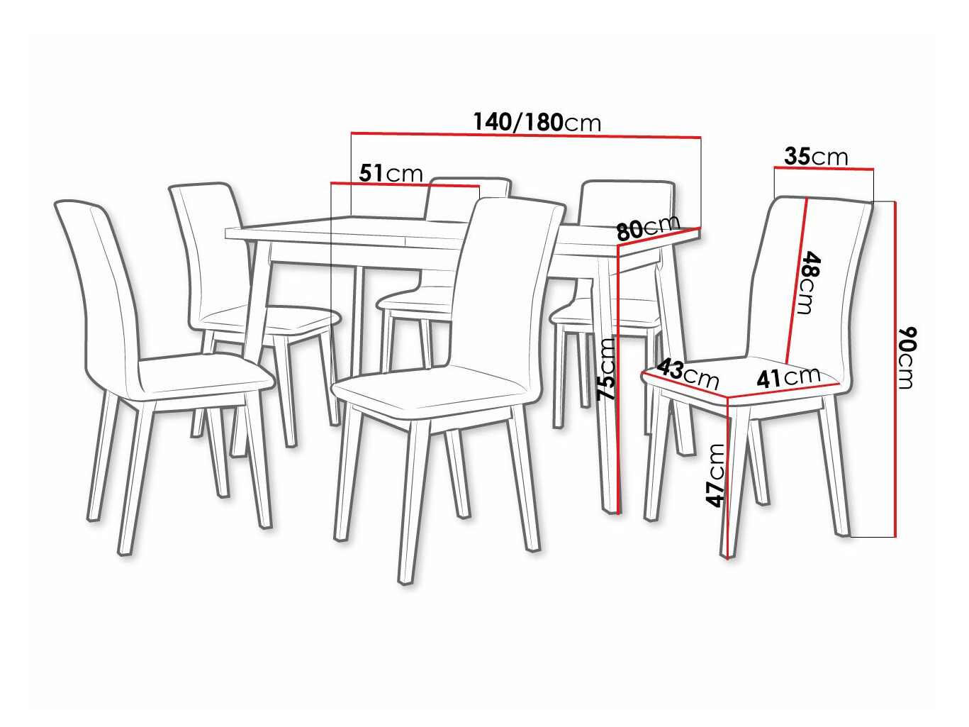 Trpezarijski set Victorville 288 (Unuk hrast + Crno)
