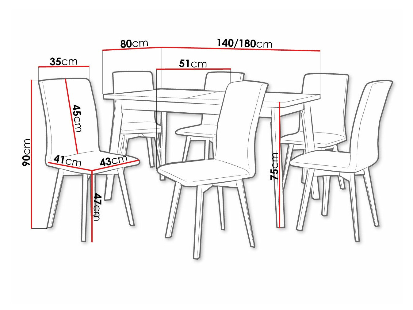 Trpezarijski set Victorville 292 (Belo + Crno)