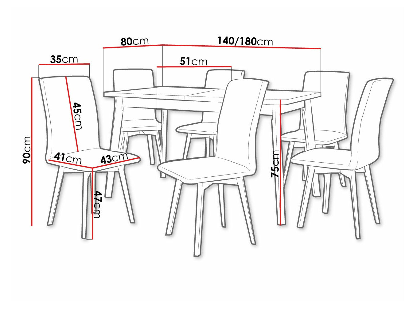 Trpezarijski set Victorville 292 (Belo + Crno)