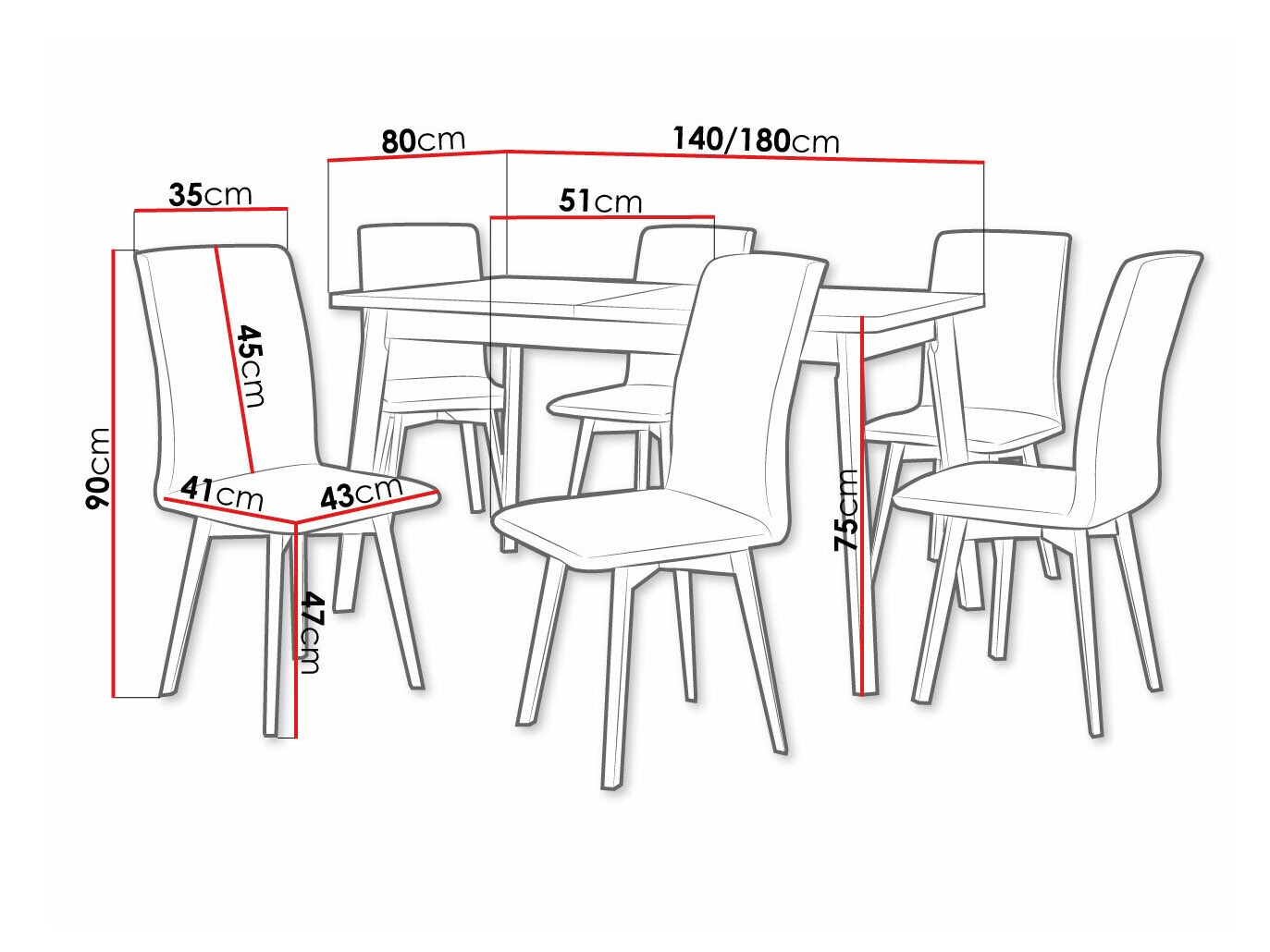 Trpezarijski set Victorville 292 (Sonoma hrast + Crno)