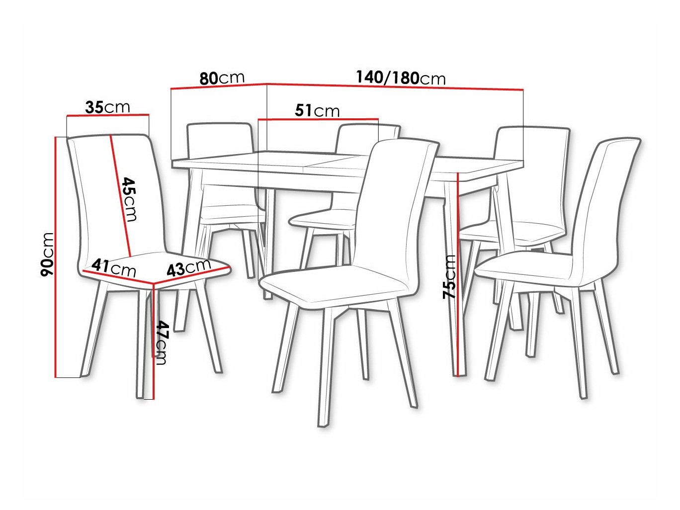 Trpezarijski set Victorville 292 (Unuk hrast + Crno)
