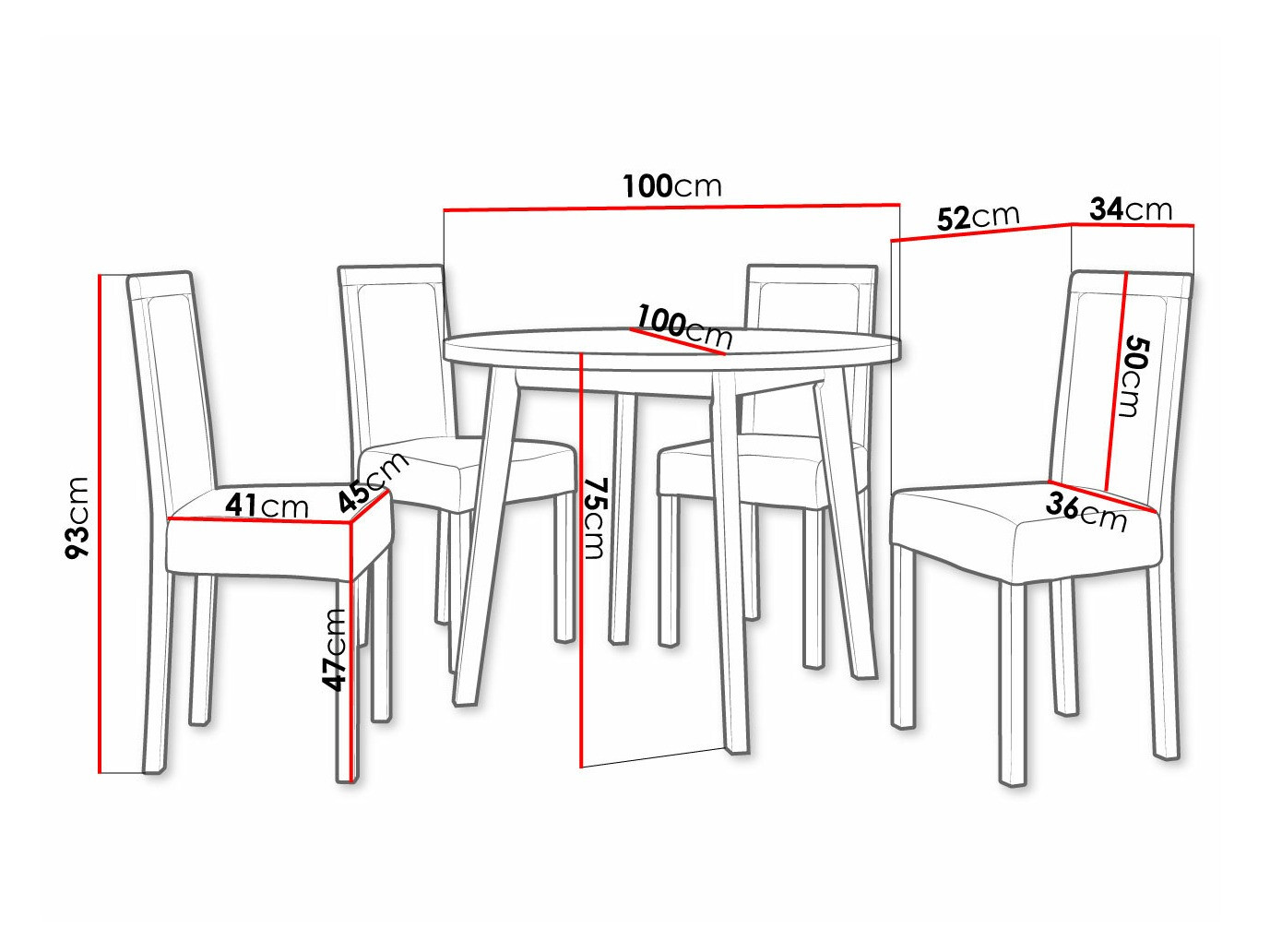 Trpezarijski set Victorville 304 (Belo)