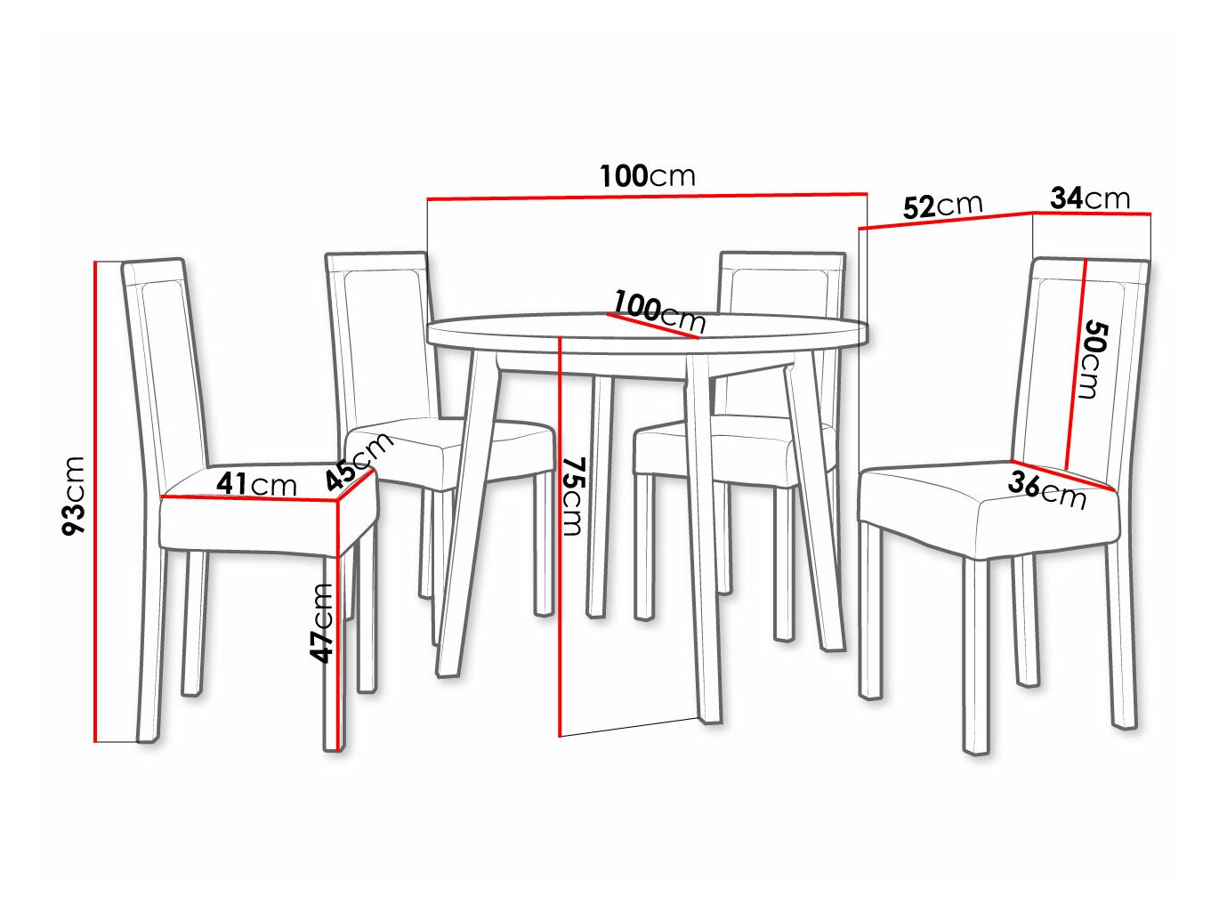 Trpezarijski set Victorville 304 (Belo)