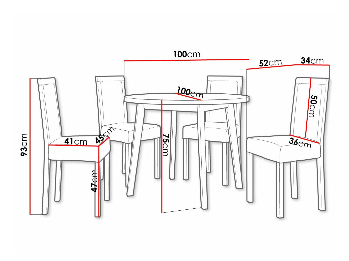 Trpezarijski set Victorville 304 (Belo)