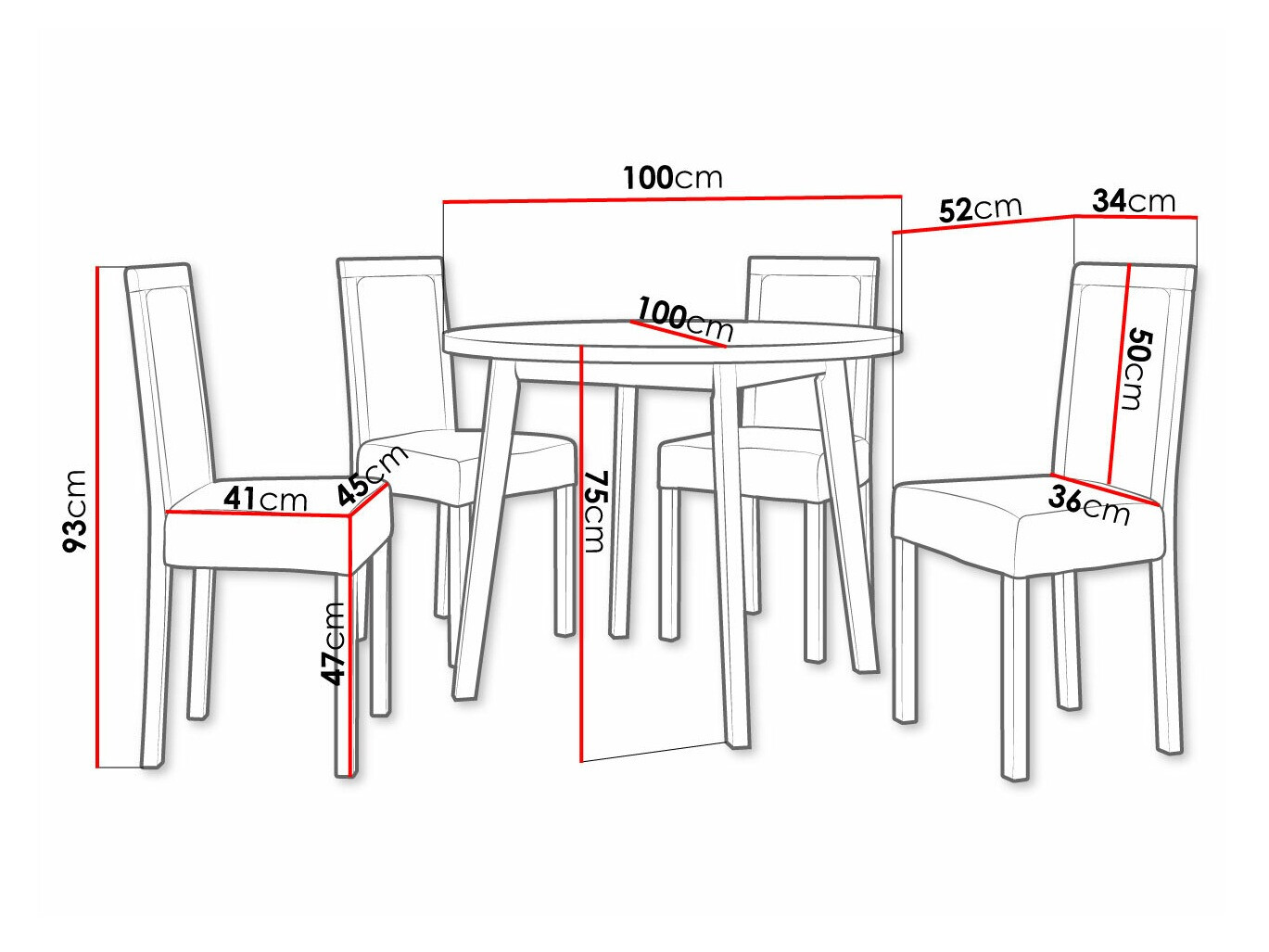 Trpezarijski set Victorville 304 (Belo)