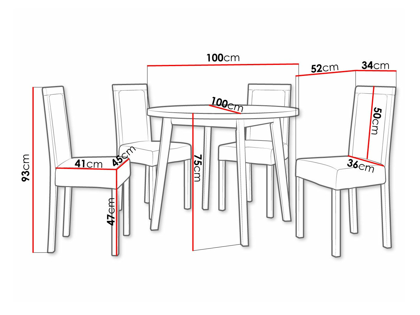 Trpezarijski set Victorville 304 (Belo)