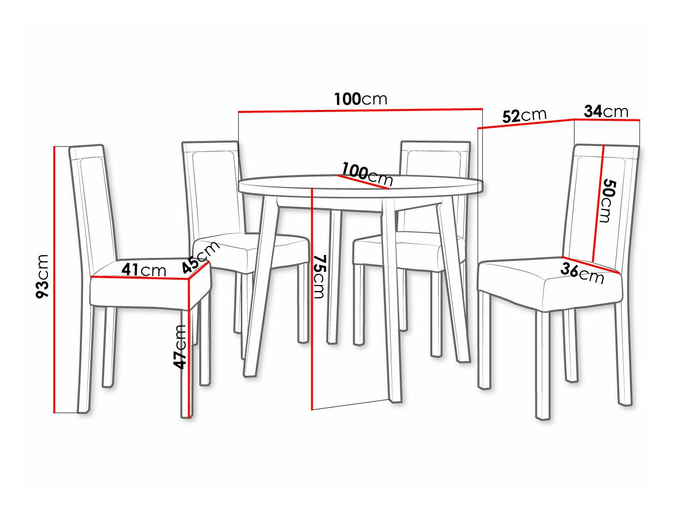 Trpezarijski set Victorville 304 (Belo)