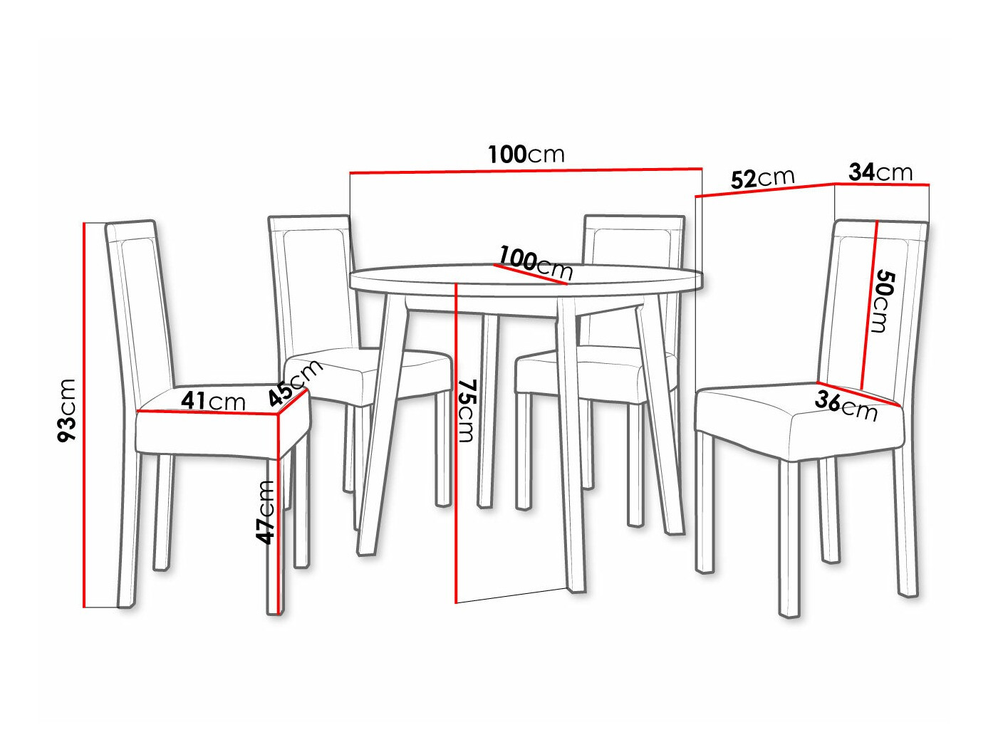 Trpezarijski set Victorville 304 (Crno)