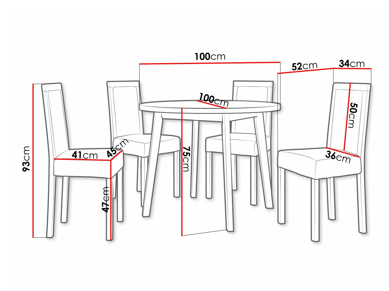 Trpezarijski set Victorville 304 (Crno)