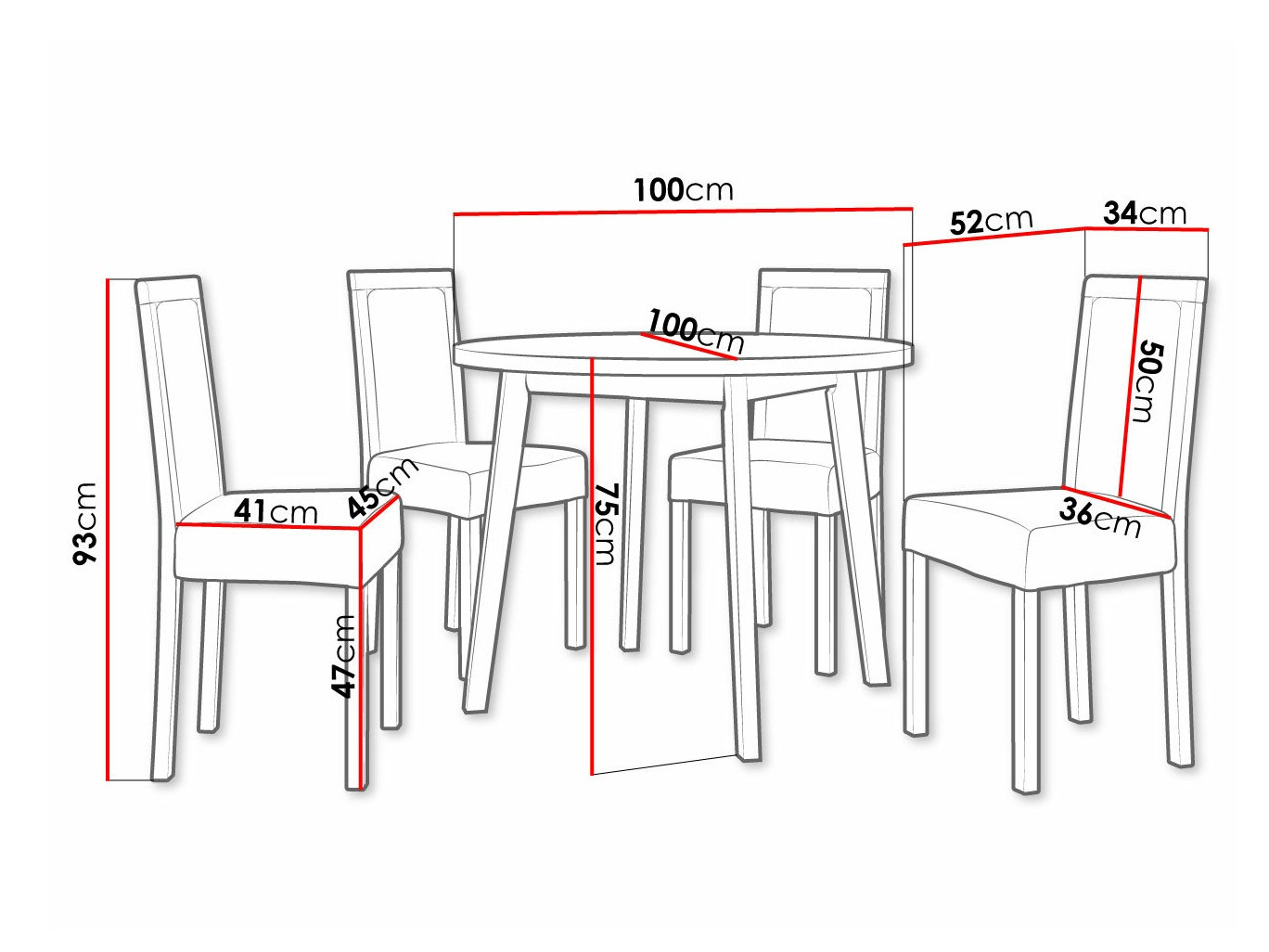 Trpezarijski set Victorville 304 (Crno)