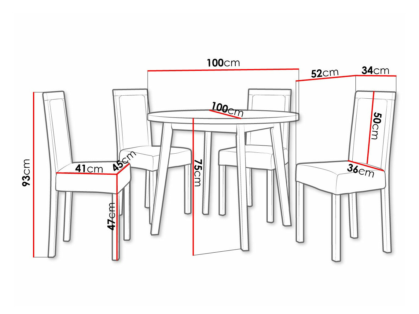 Trpezarijski set Victorville 304 (Crno)