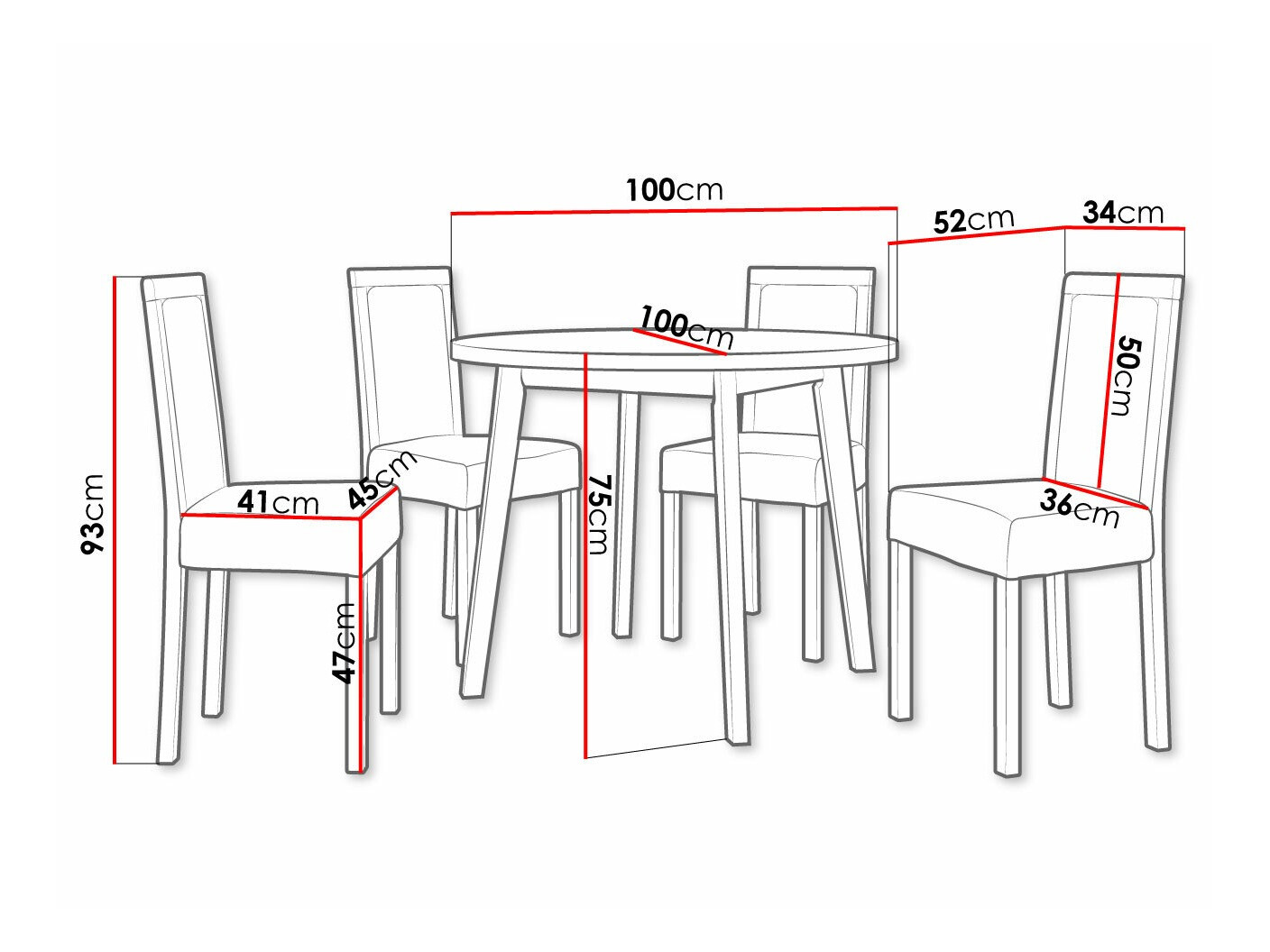 Trpezarijski set Victorville 306 (Belo)