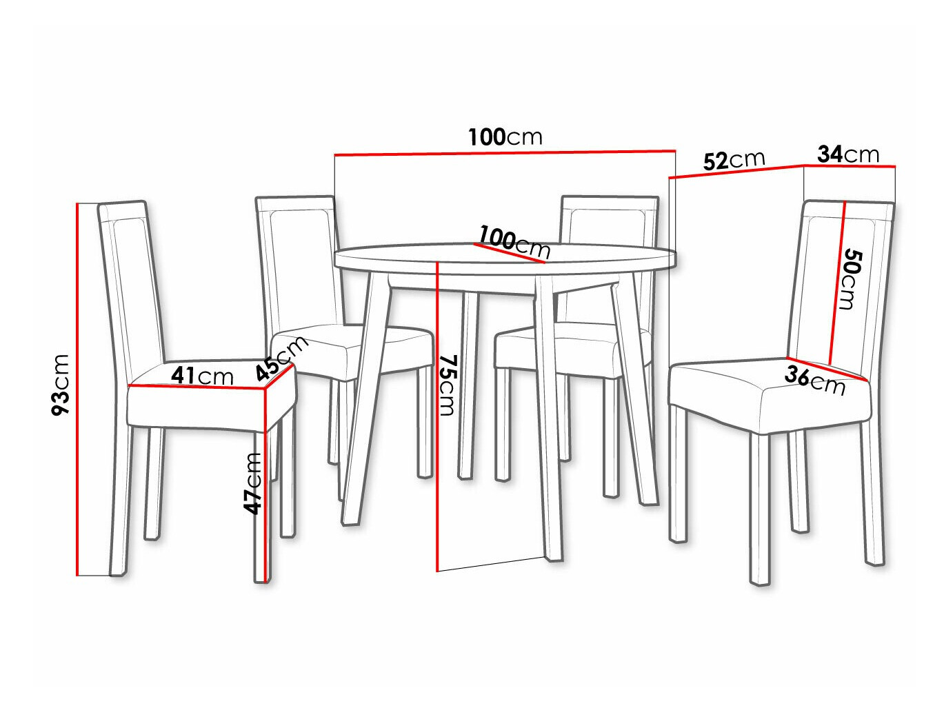 Trpezarijski set Victorville 306 (Belo)