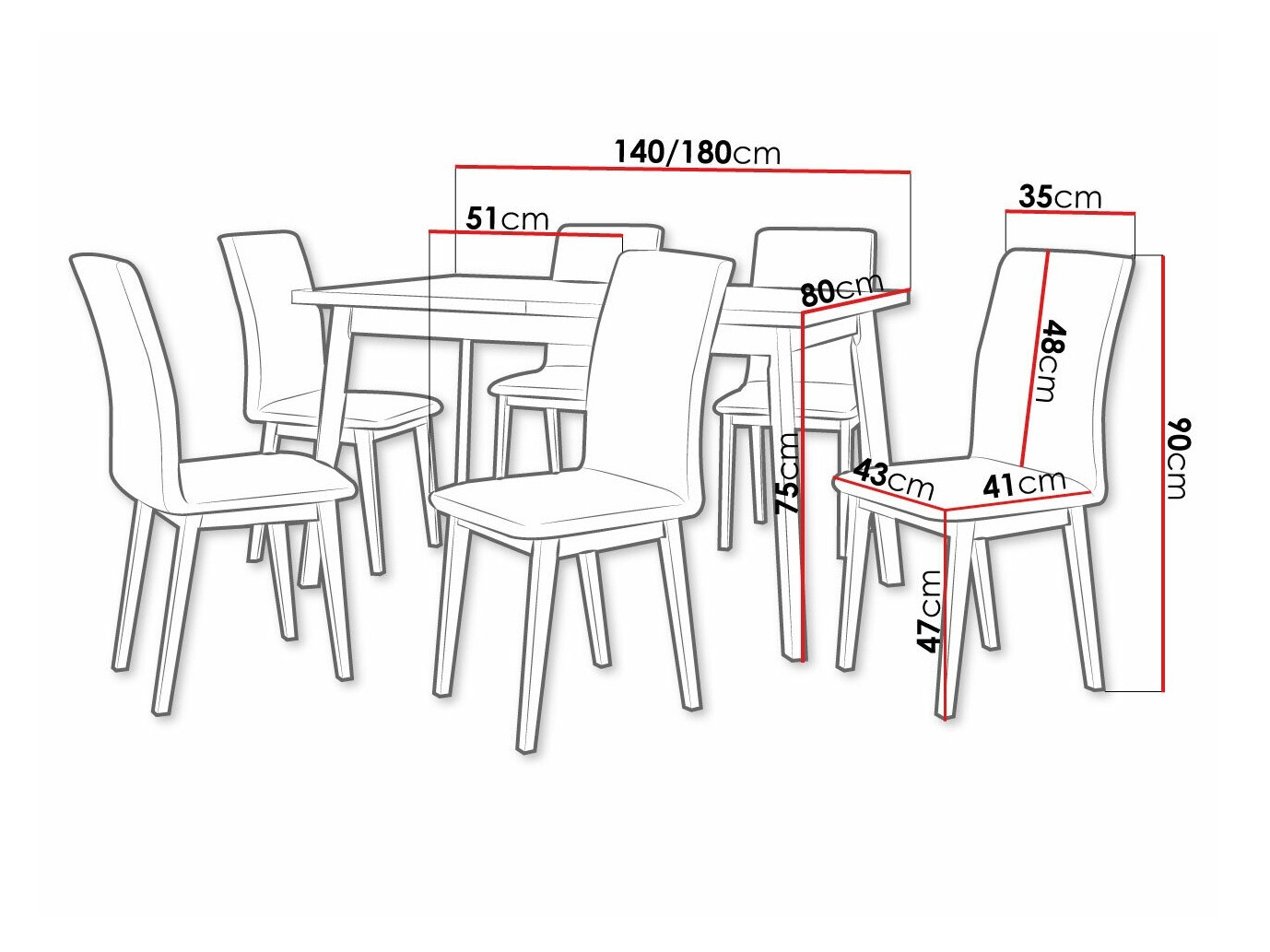 Trpezarijski set Victorville 321 (Crno)