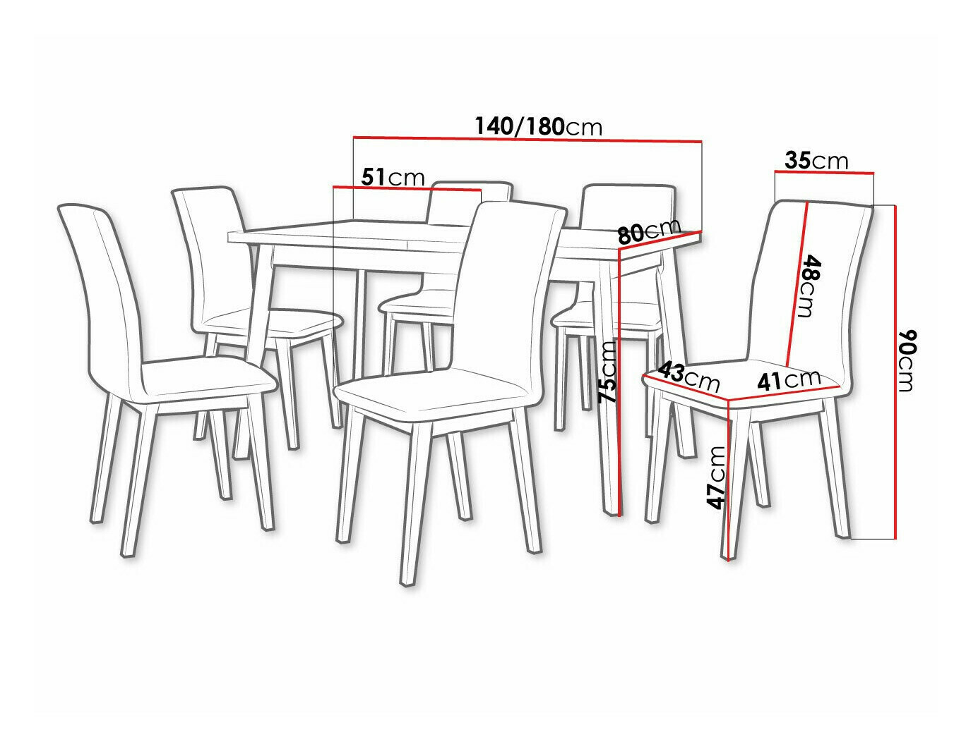 Trpezarijski set Victorville 322 (Crno)